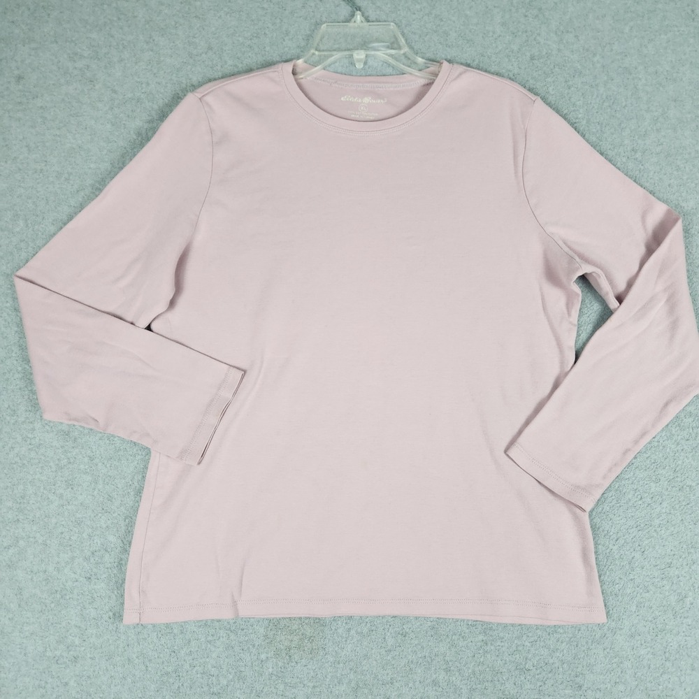 Eddie Bauer T-Shirt Womens XL Pink Cotton Long Sleeve Crew Neck Everyday Wear